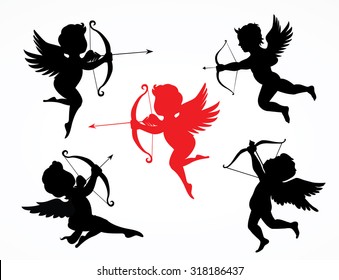 Silhouette cupids - Illustration