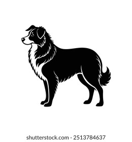 Silueta del curioso diseño australiano del Clipart del Vector del perro del pastor