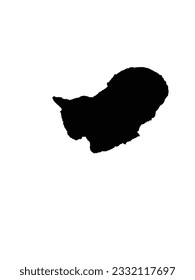 silhouette of curled up cat.