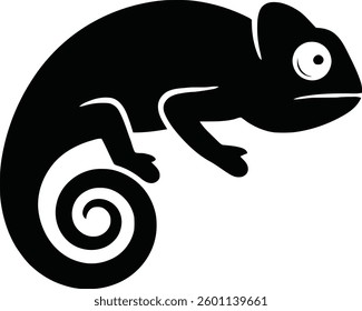  Silhouette Curled Chameleon logo Design