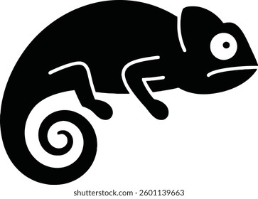  Silhouette Curled Chameleon logo Design