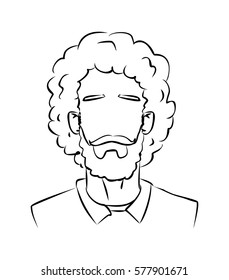 silhouette and curly hairstyles men doodle