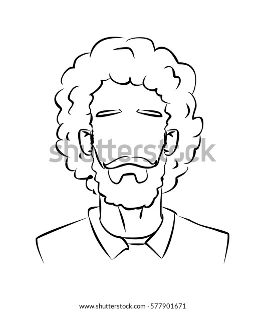 Silhouette Curly Hairstyles Men Doodle Stock Vector Royalty