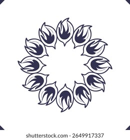 Silhouette of curved Palash petals forming flame-like clusters, palash flower line art vector