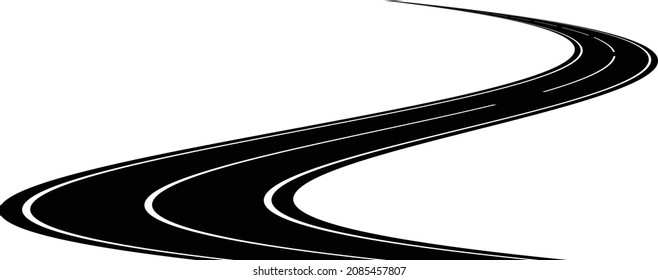 Silhouette Curved Road Vector Illustration Stock Vector (Royalty Free ...