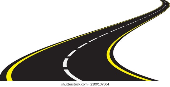 Silhouette Curved Road Vector Illustration Stock Vector (Royalty Free ...