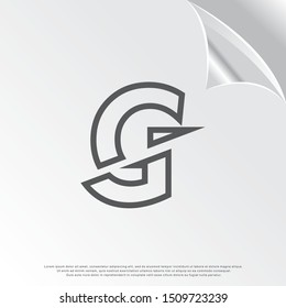 silhouette cut off G logo. simple design. vector icon illustration