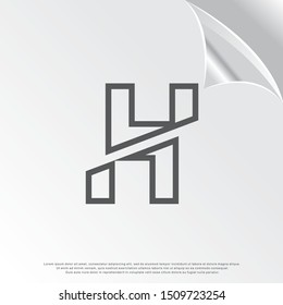 silhouette cut off H logo. simple design. vector icon illustration