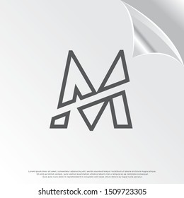 silhouette cut off M logo. simple design. vector icon illustration