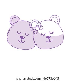 silhouette cute animal couple bear head together