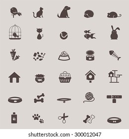 Silhouette cute animal and pet shop tool icon design set for shopping advertisement or website usage, create by vector  