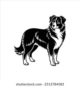 Silueta del diseño lindo del Clipart del Vector del perro del pastor australiano