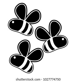 Silhouette Cute Bees Insect Animal Flying Stock Vector (Royalty Free ...