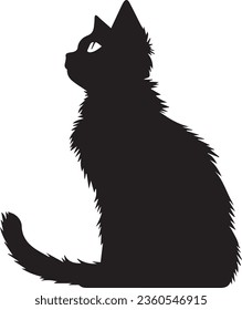 Silhouette de un lindo gatito negro