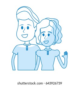 silhouette cute boy and girl with casual wear