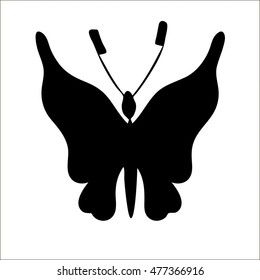 Silhouette of cute cartoon butterfly isolated on white background. Vector illustration. EPS 10.