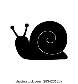 Silhouette of cute cartoon snail. Vector illustration. 
