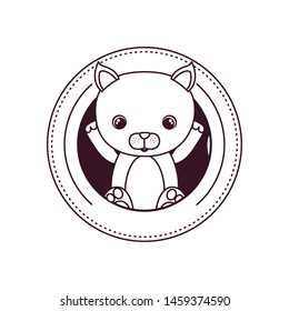 silhouette of cute cat for baby card on white background