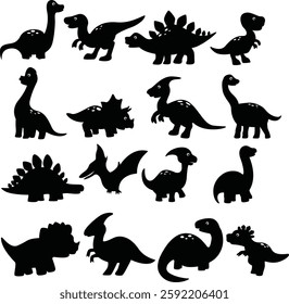 Silhouette Cute Dinosaur Set Bundle