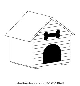 silhouette of cute dog house on white background