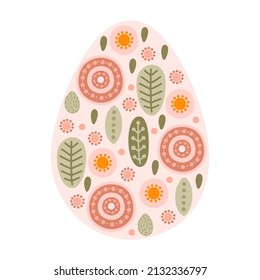 Silhouette cute Easter eggs with floral and abstract patterns in pastel colors. Illustration colorful Easter eggs with flowers and leaves in flat style. Vector