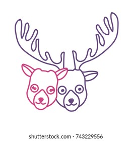 silhouette cute elk head animal couple together