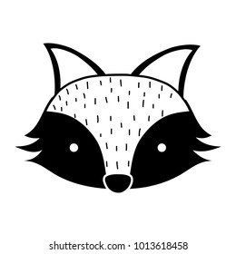 silhouette cute fox head wild animal