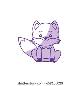 silhouette cute fox wild animal with face expression