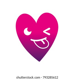 silhouette cute funny heart kawaii cartoon