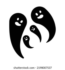 Silhouette cute ghost laughs vector illustration 