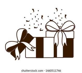 silhouette of cute gift box on white background