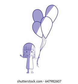 silhouette cute girl with balloons in the hand