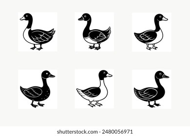 Silhouette cute Goose vector Illustration