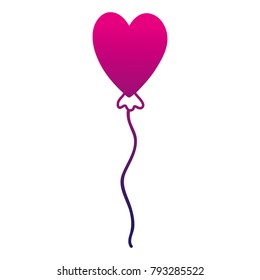 silhouette cute heart balloon object to celebration