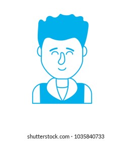 silhouette cute man with hairstyle design and shirt