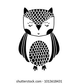 silhouette cute owl wild animal of the forest