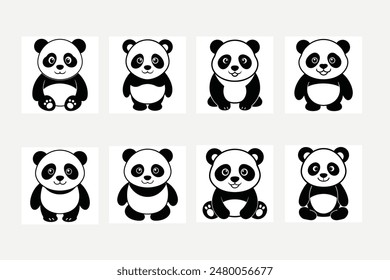 Silueta linda panda Ilustración vectorial
