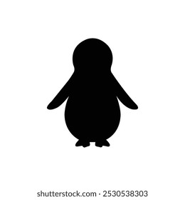 Silueta de un lindo pingüino. Pingüino lindo del bebé aislado en el fondo blanco