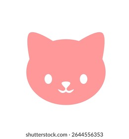 Silhouette of cute pink cat face – vector icon for baby girl themes, pets, and playful decor.