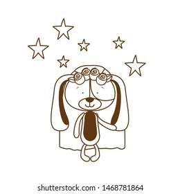 silhouette of cute puppy with wedding dress