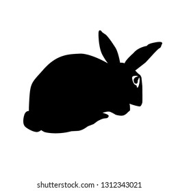 Silhouette of a cute rabbit. Easter holiday. Isolated vector illustration. Christmas. Close-up. Isolated background. Black color.