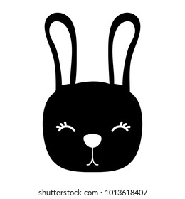 silhouette cute rabbit head wild animal