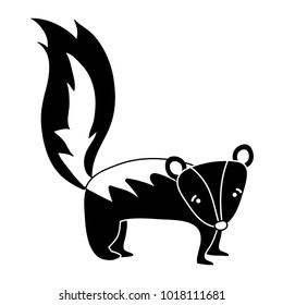 silhouette cute and sad skunk wild animal