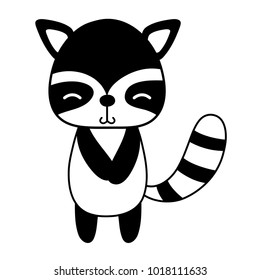 silhouette cute and shy raccoon wild animal