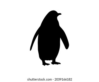 Silhouette of cute snow penguin vector art illustration design