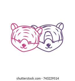 silhouette cute tiger head animal couple together