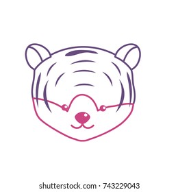silhouette cute tiger head wild animal