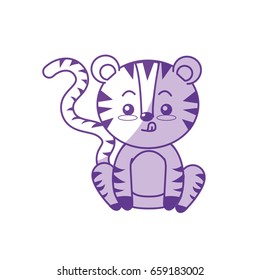 silhouette cute tiger wild animal with face expression