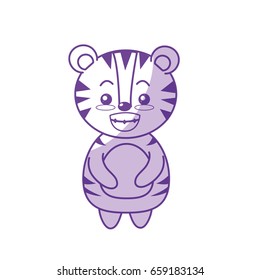 silhouette cute tiger wild animal with face expression