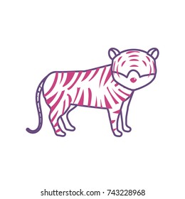 silhouette cute tiger wild animal icon
